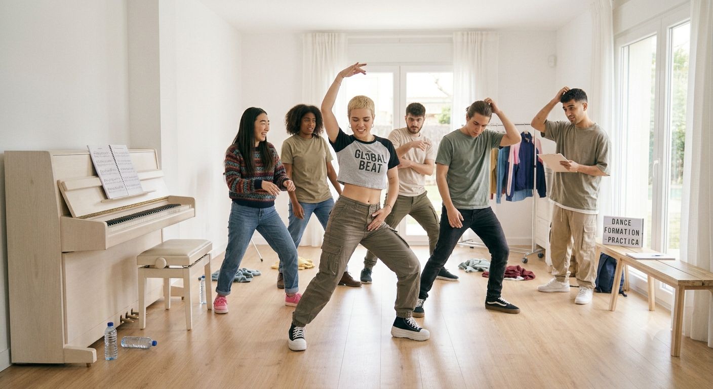 Grupo de bailarinas actuando sobre un escenario