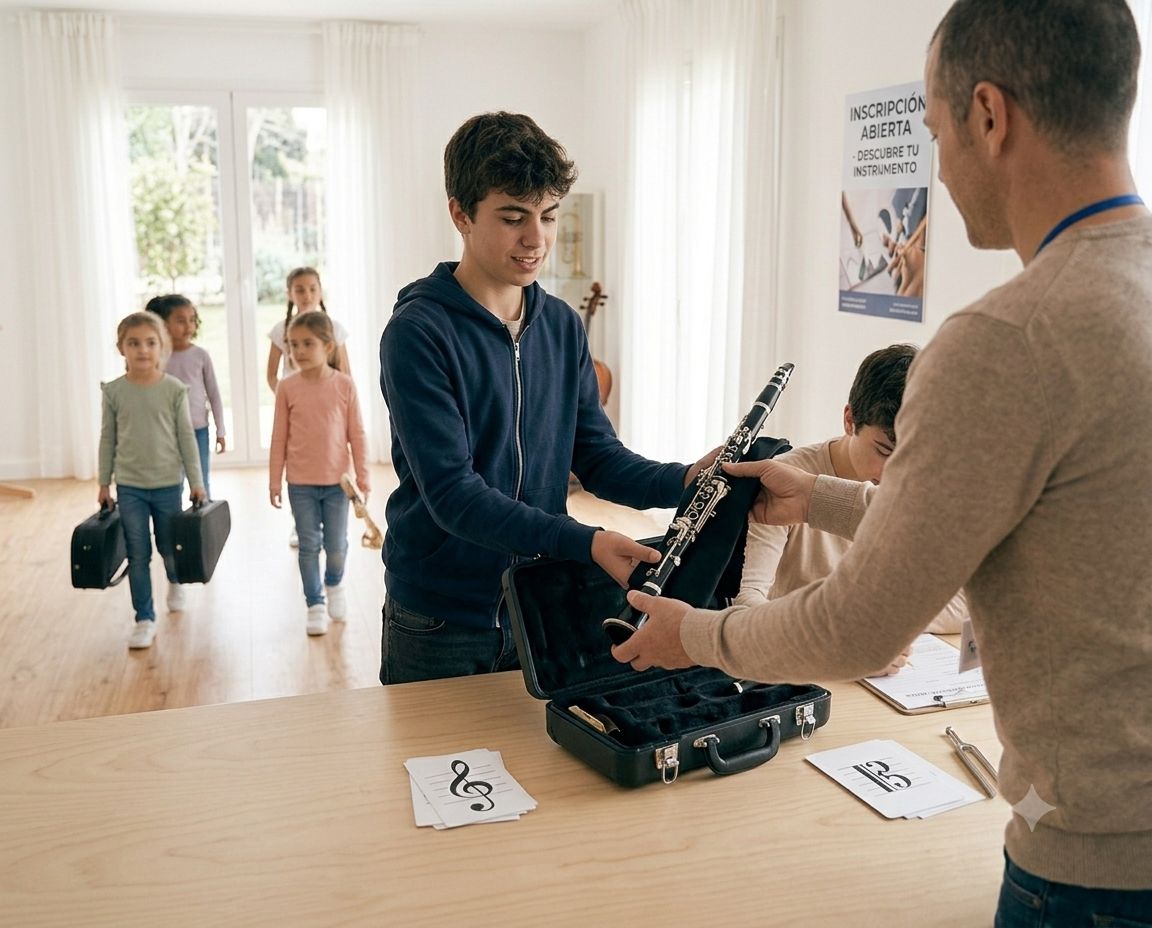 Selección de instrumentos musicales preparada para su uso