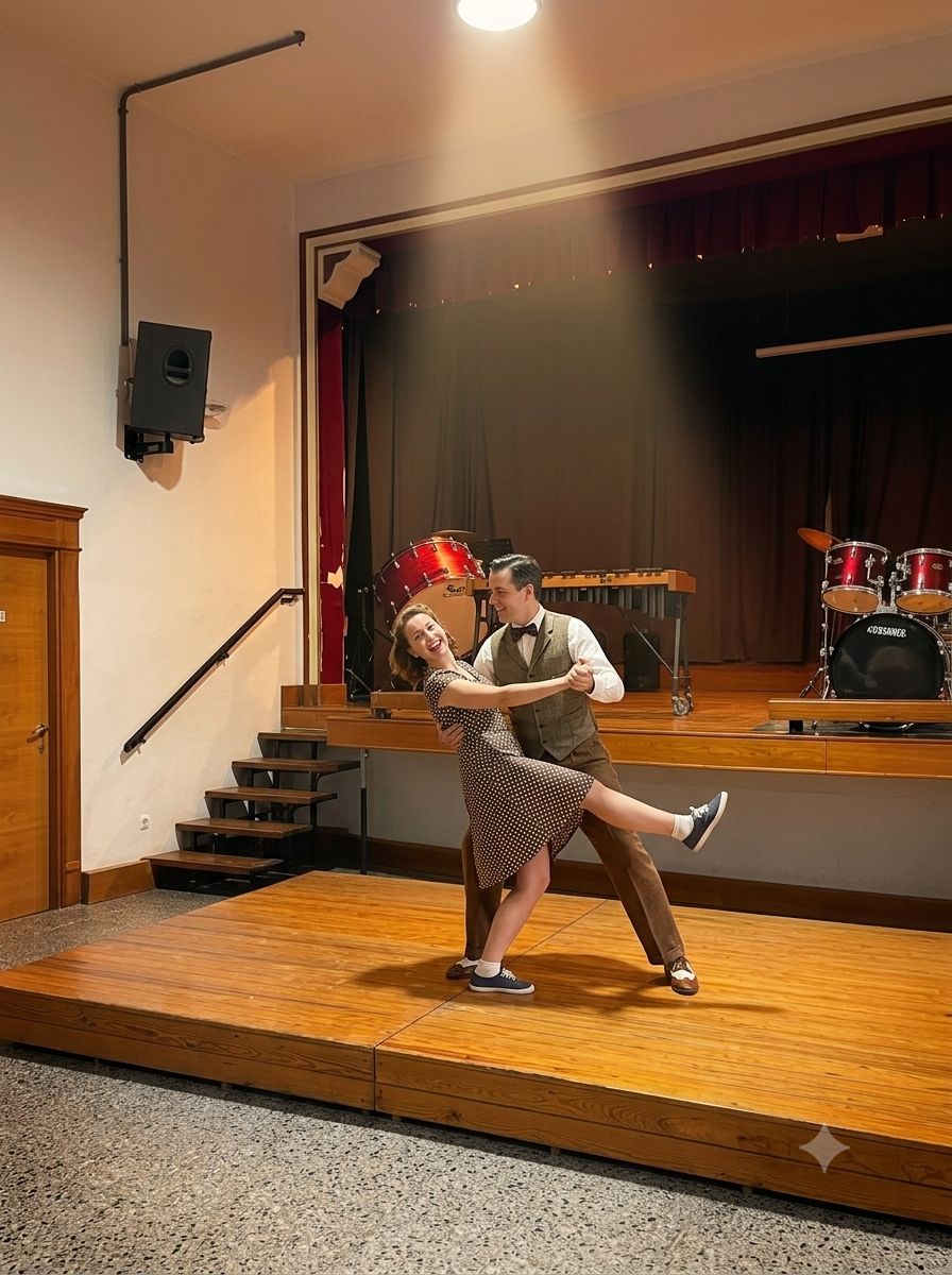 Dos bailarines durante una representación